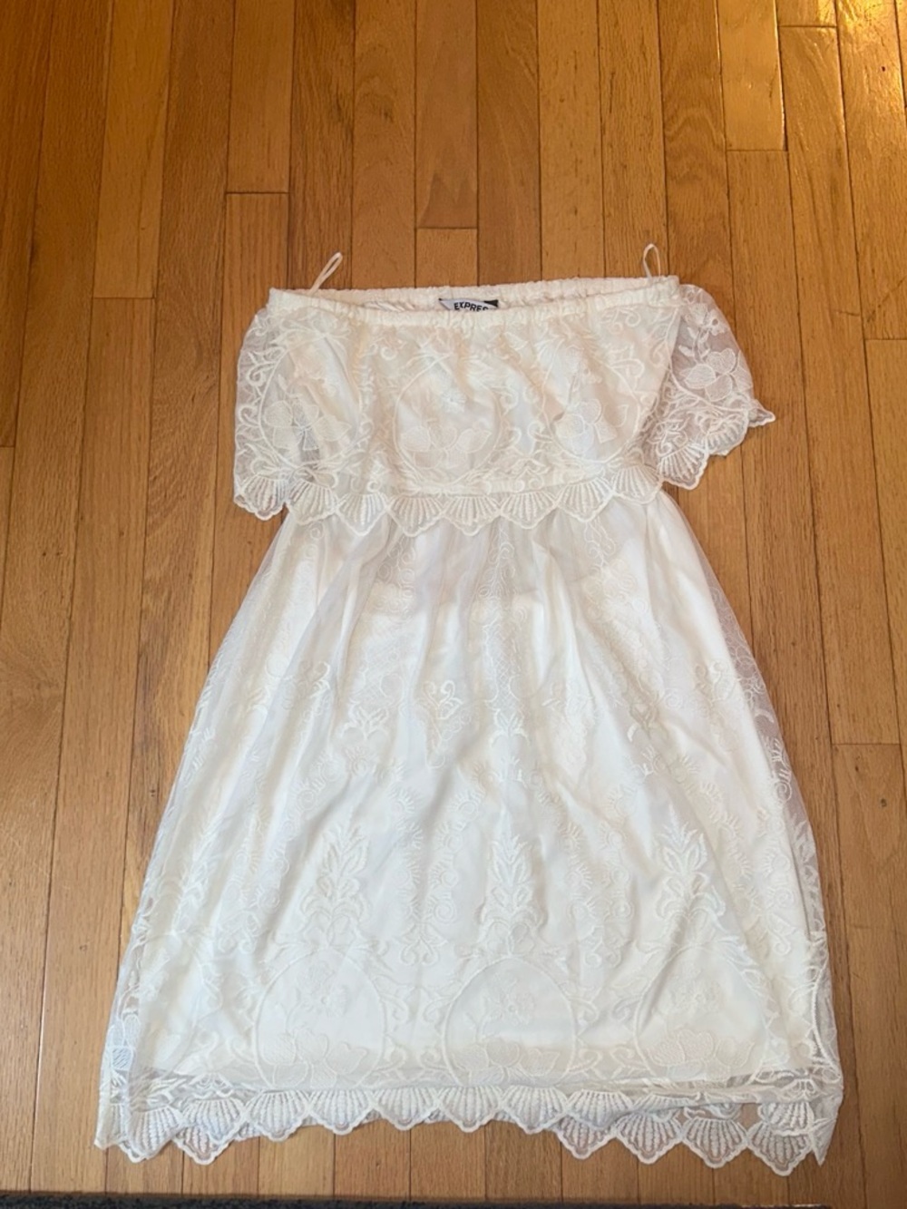 Express White Strapless Lace Summer Dress